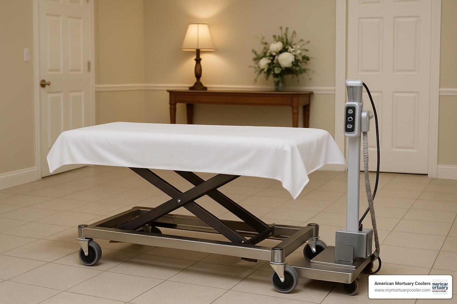 The Ins and Outs of Battery Powered Low Load Mortuary Lift Systems - American Mortuary Coolers & Equipments The Ins and Outs of Battery Powered Low Load Mortuary Lift Systems - American Mortuary Coolers & Equipments
